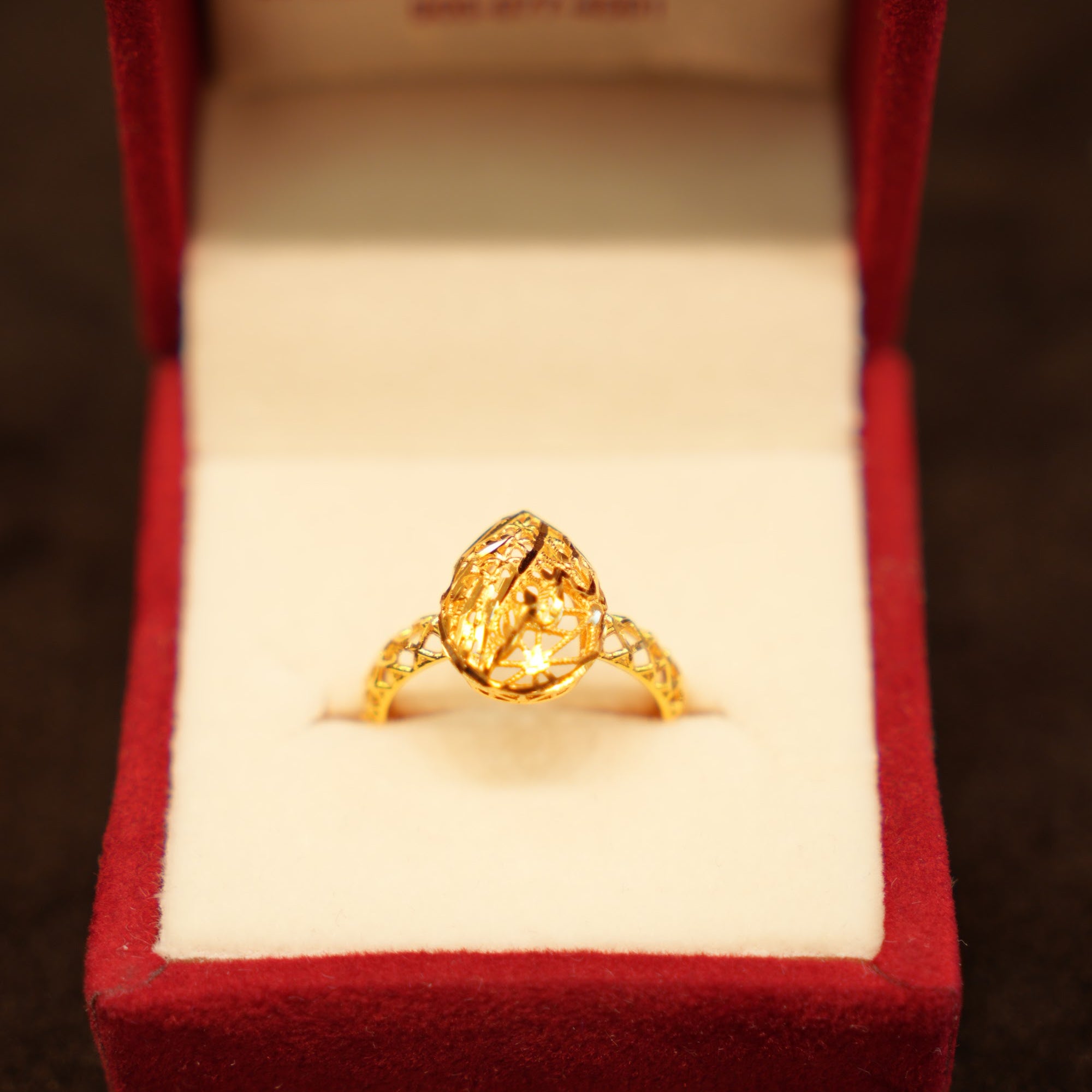 22K Gold Domed Lattice Ring