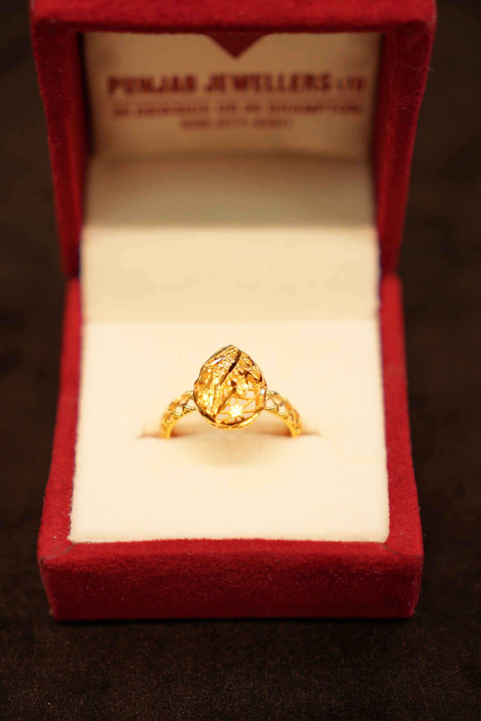 22K Gold Domed Lattice Ring