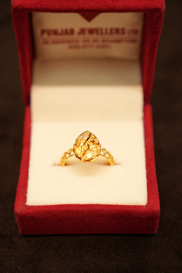 22K Gold Domed Lattice Ring