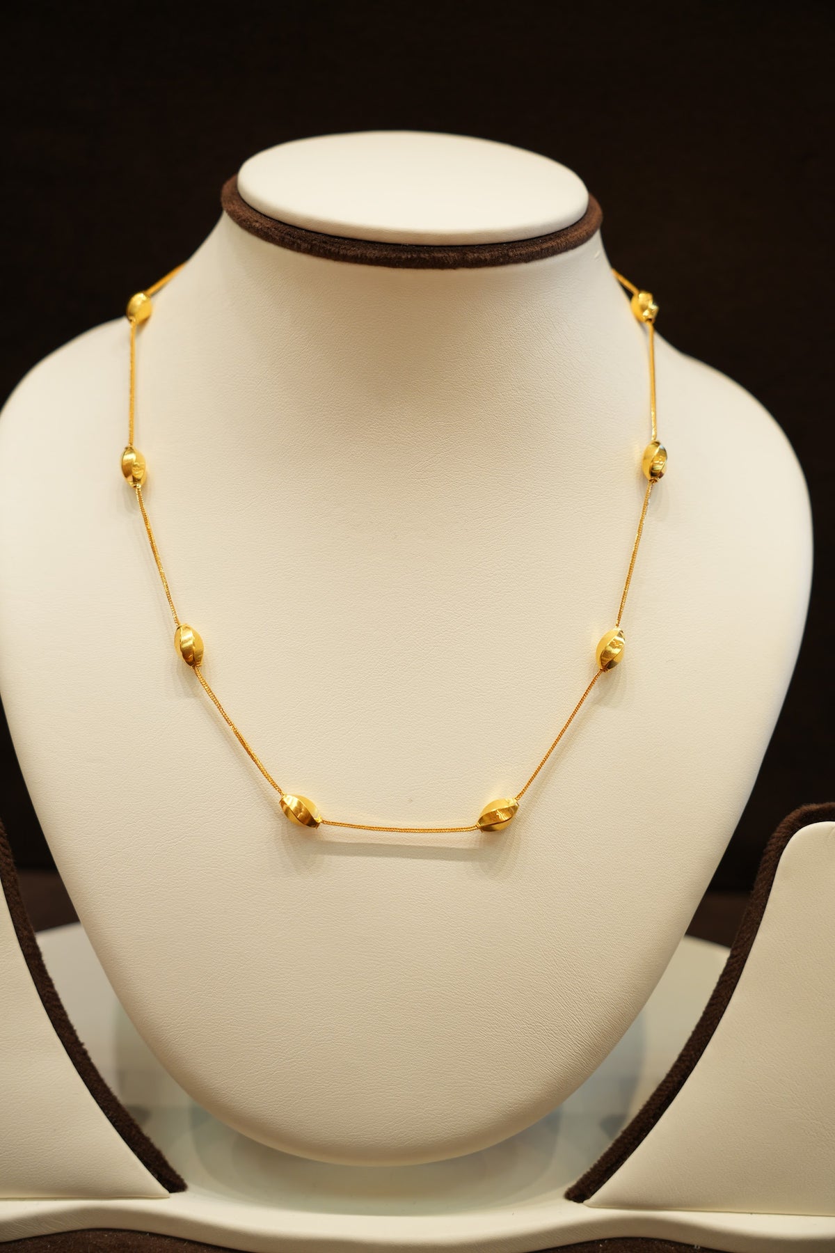 22K Gold Polished Bead Station Chain