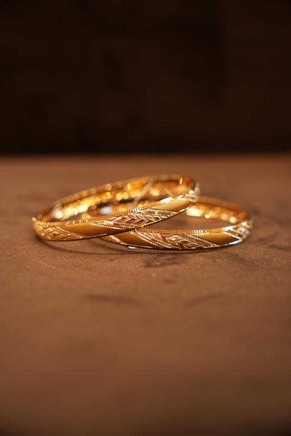 22K Gold Two-Tone Woven Diamond Bangles