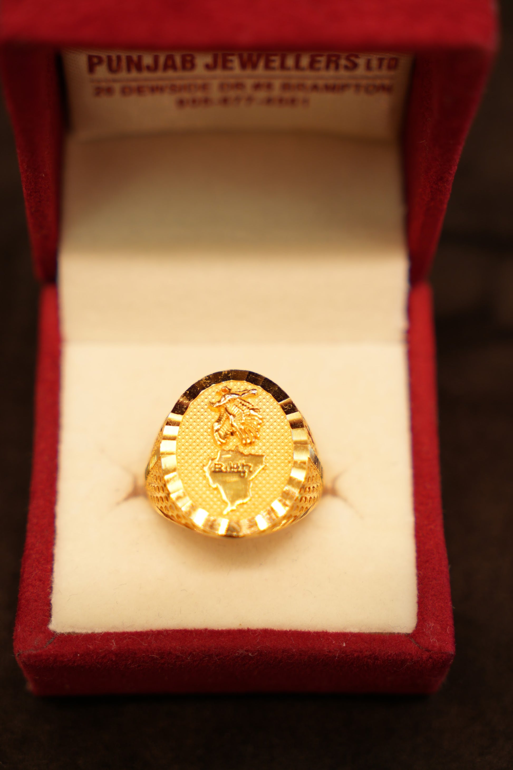 22K Gold Emblem Signet Ring