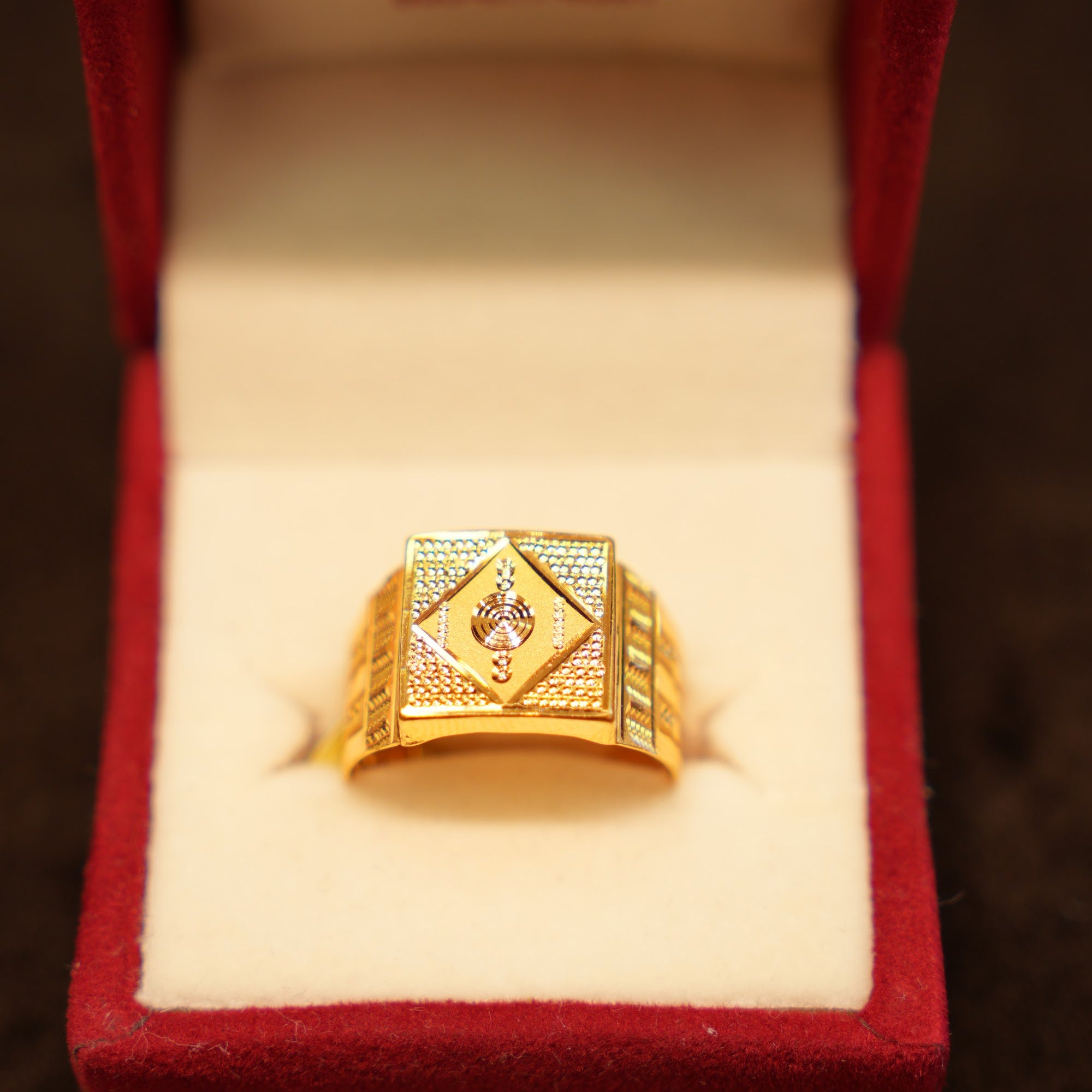 22K Gold Diamond-Frame Signet Ring