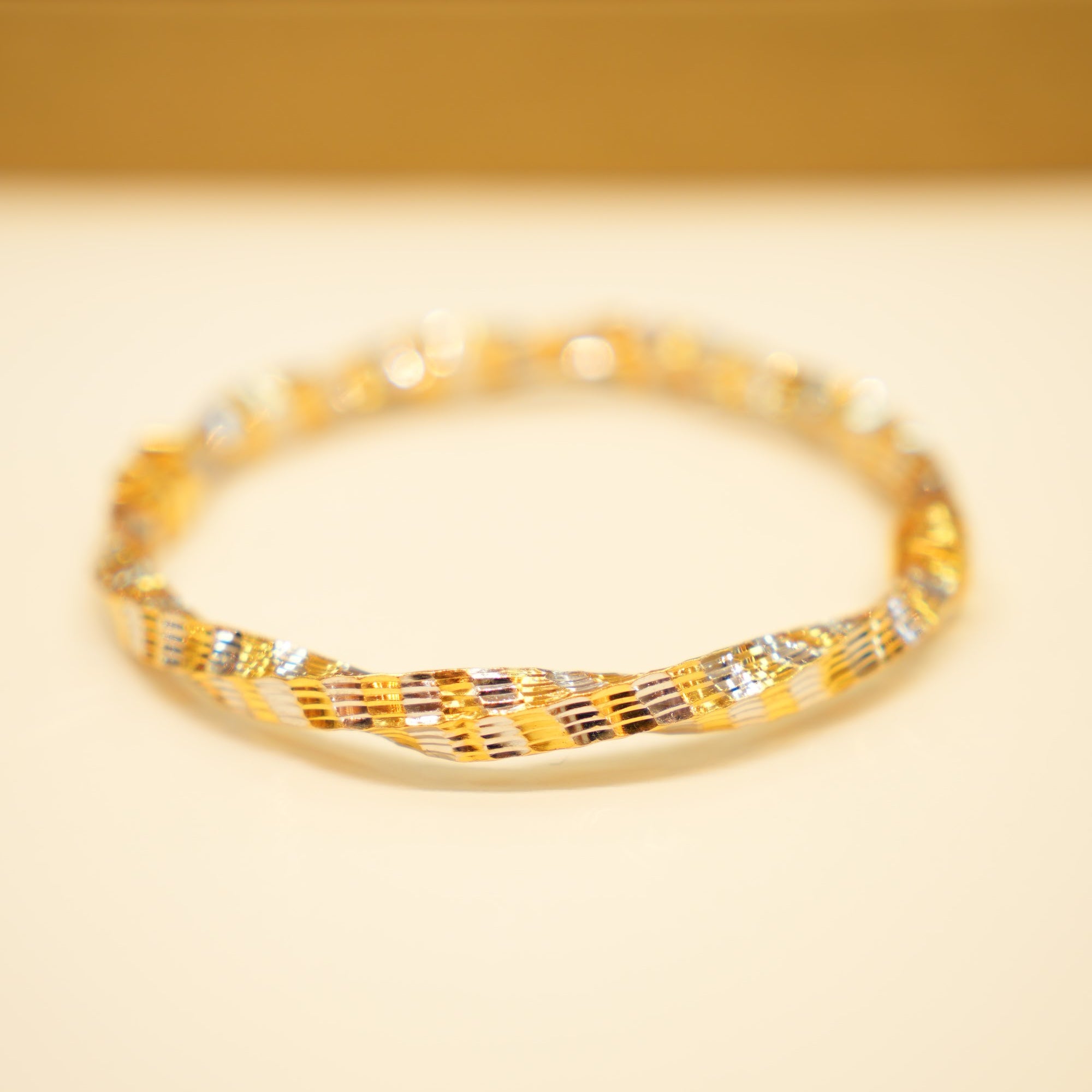 22K Gold Twisted Two-Tone Bangle