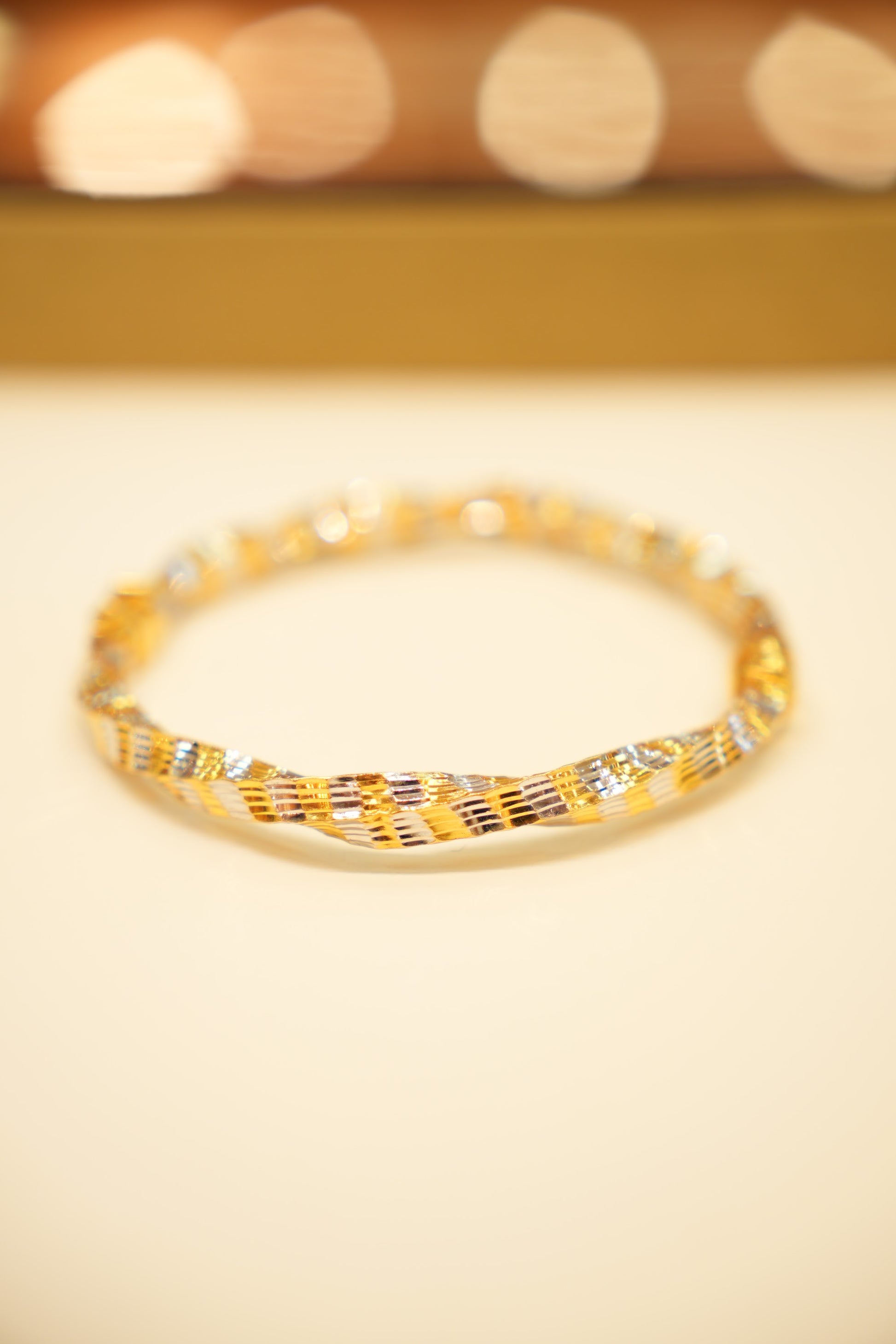 22K Gold Twisted Two-Tone Bangle