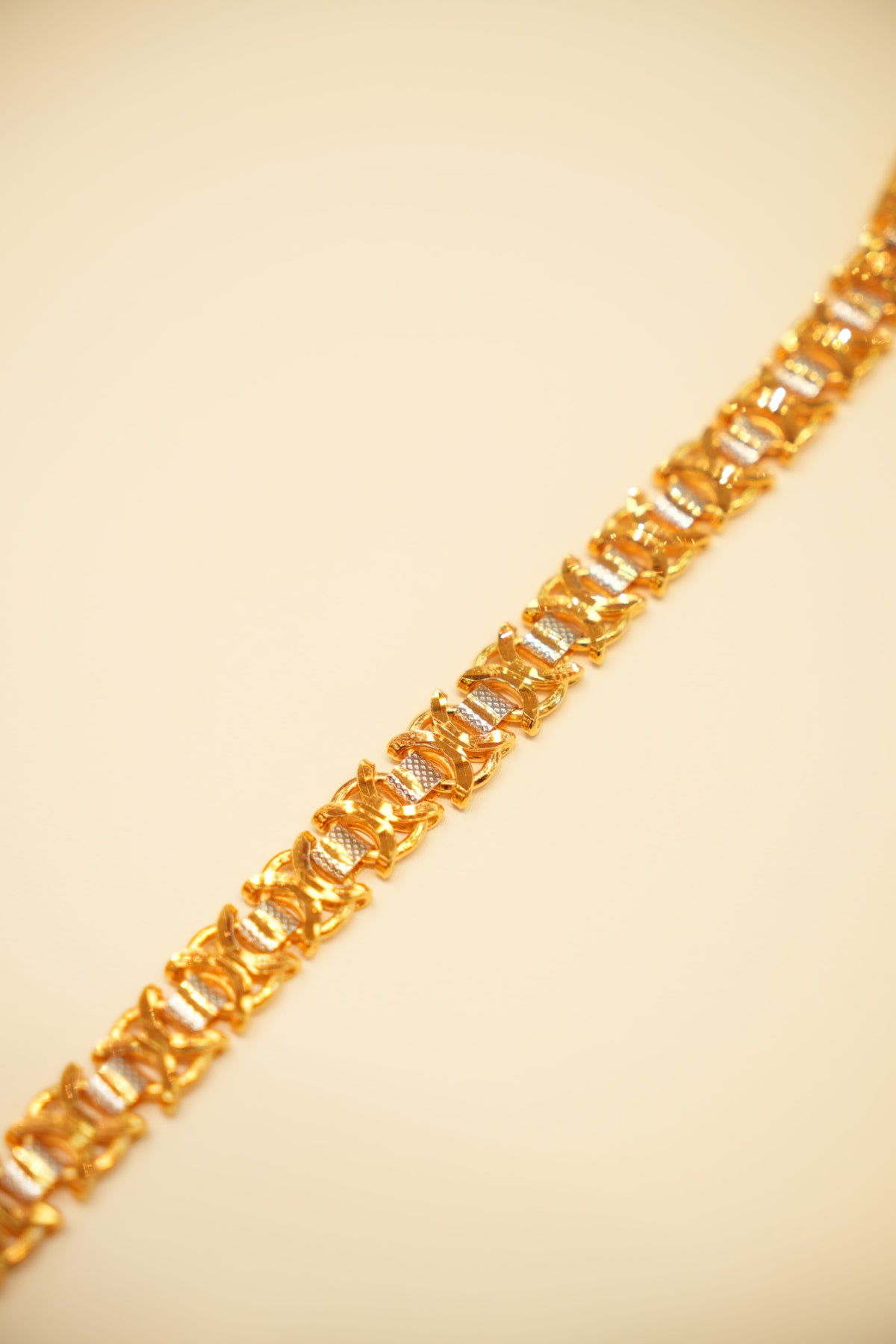 22K Gold Two-Tone Bowtie Link Bracelet