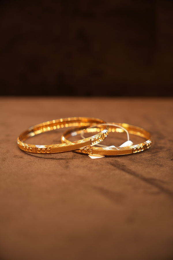 22K Gold Criss-Cross Dot Bangles