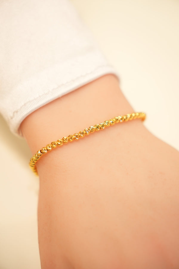 22K Gold Sparkle Ball Bead Bracelet