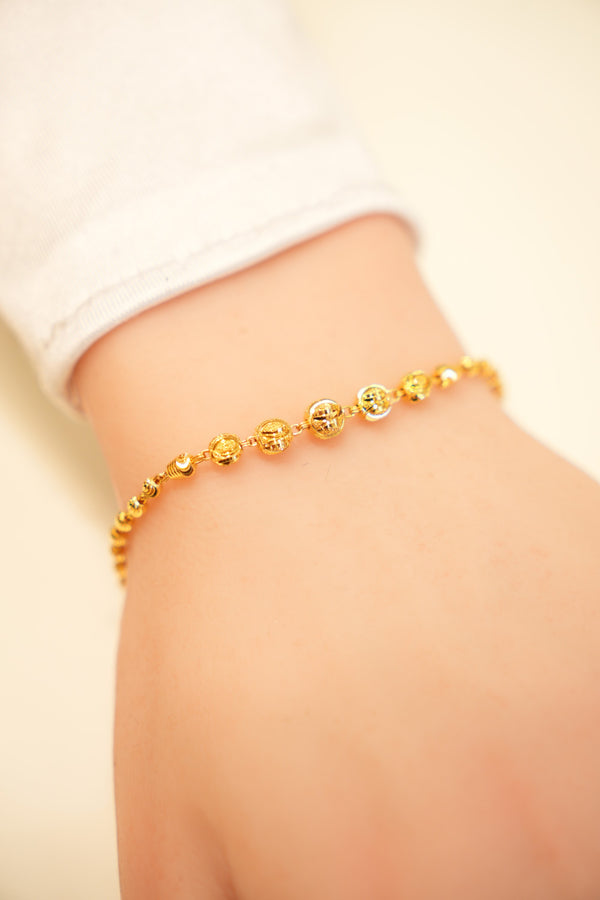 22K Gold Melon Bead Bracelet