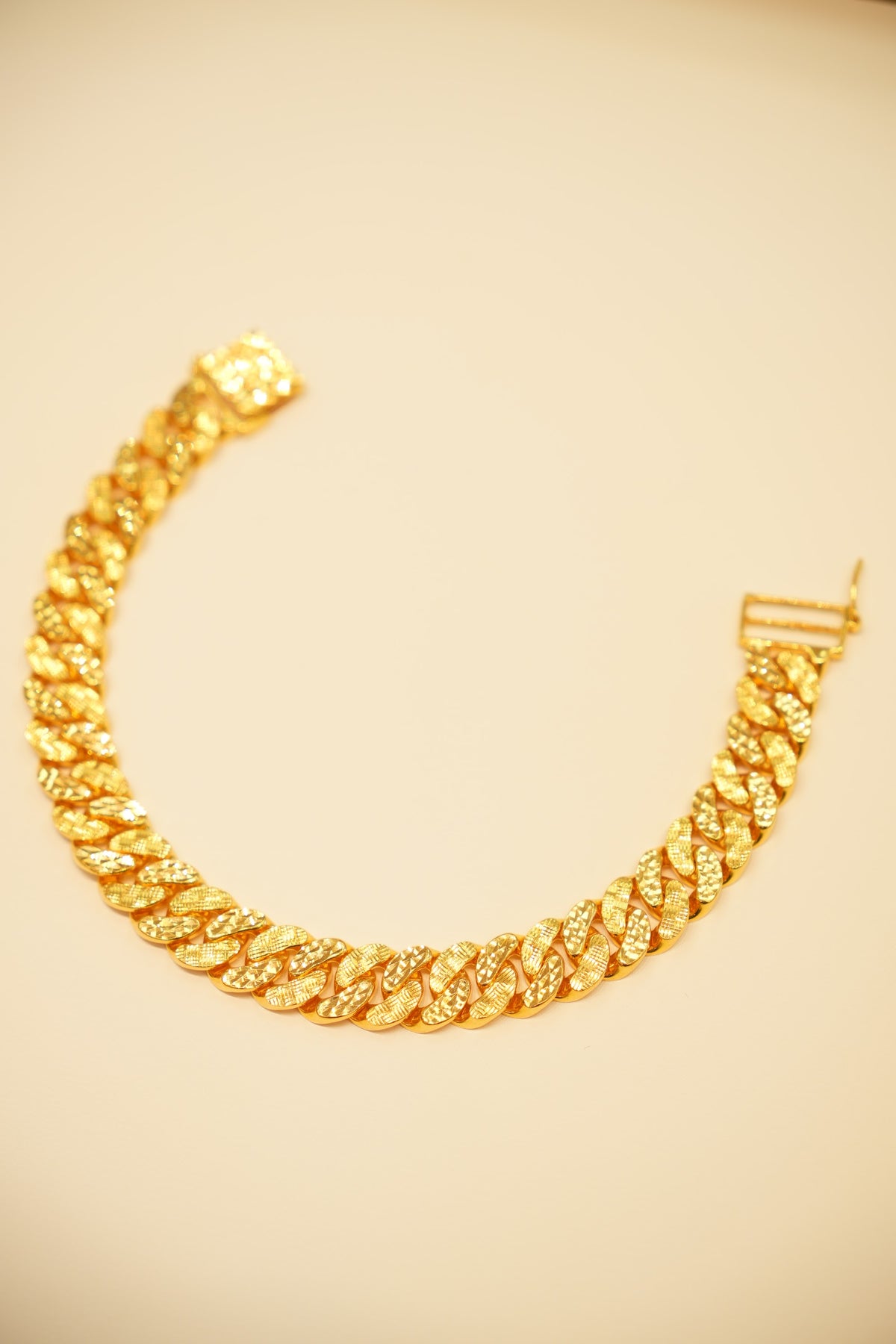 22K Gold Textured Cuban Link Bracelet