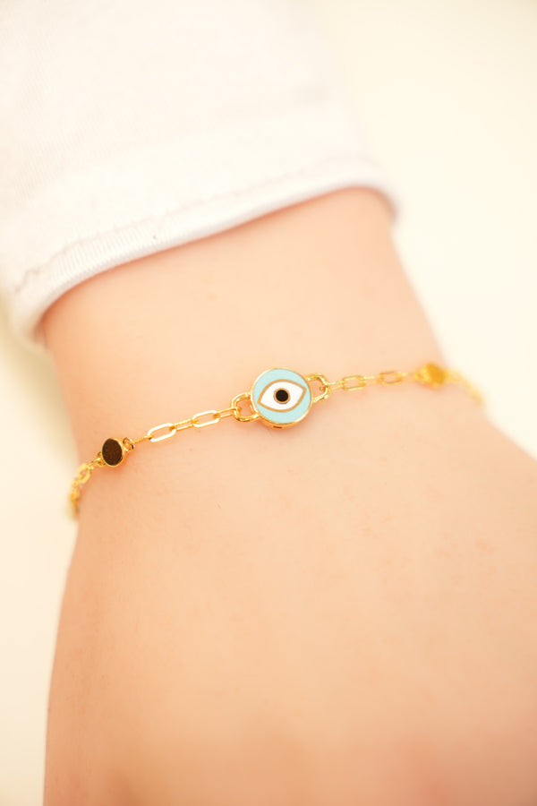 22K Gold Evil Eye Charm Bracelet