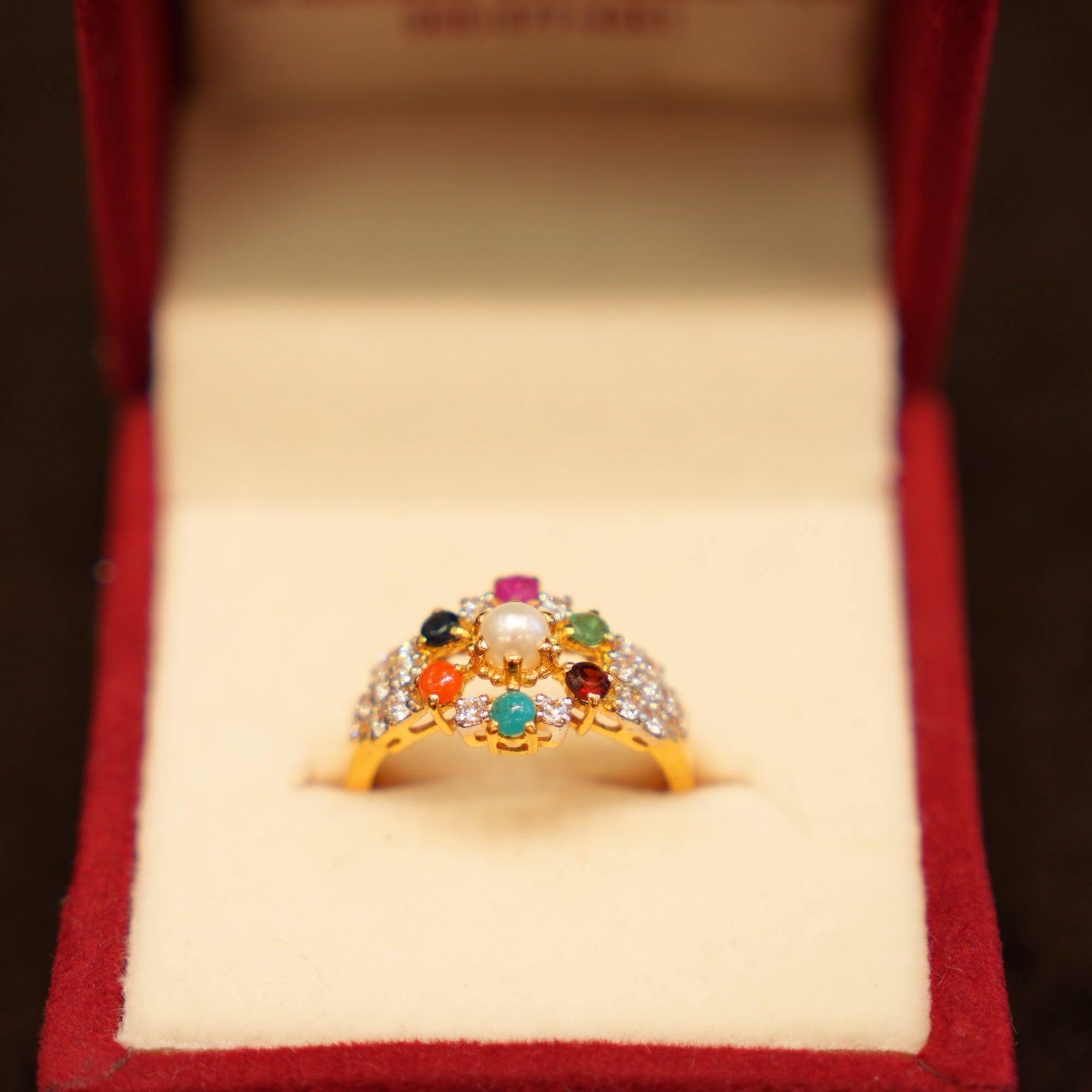 22K Gold Navratna Multi-Gemstone Ring