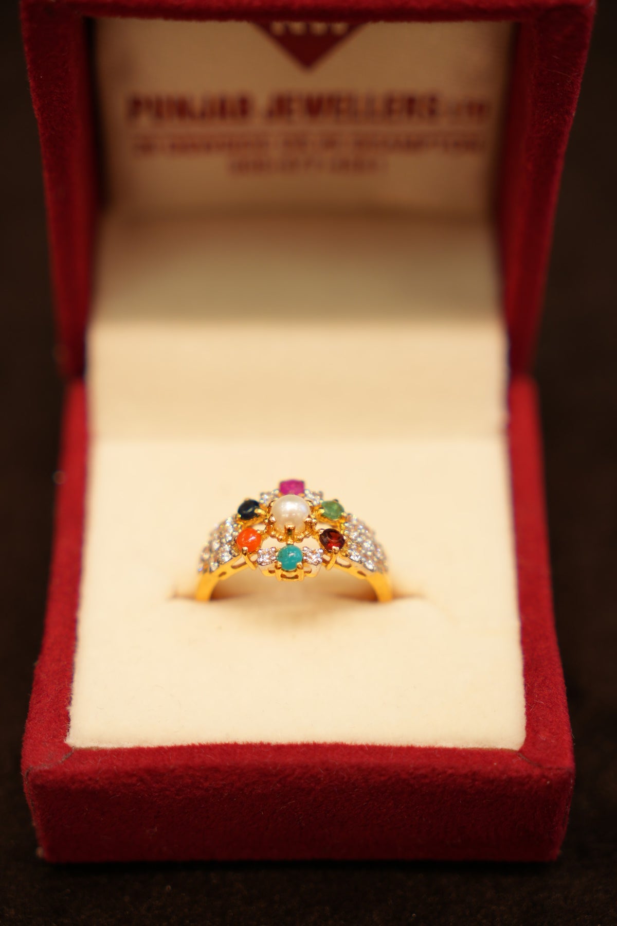 22K Gold Navratna Multi-Gemstone Ring