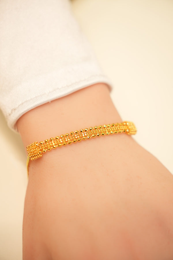 22K Gold Tapered Bead Mesh Bracelet