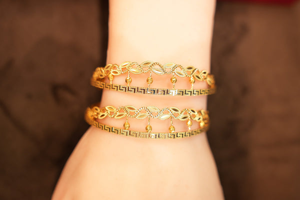 22K Gold Scroll Wave Bangles
