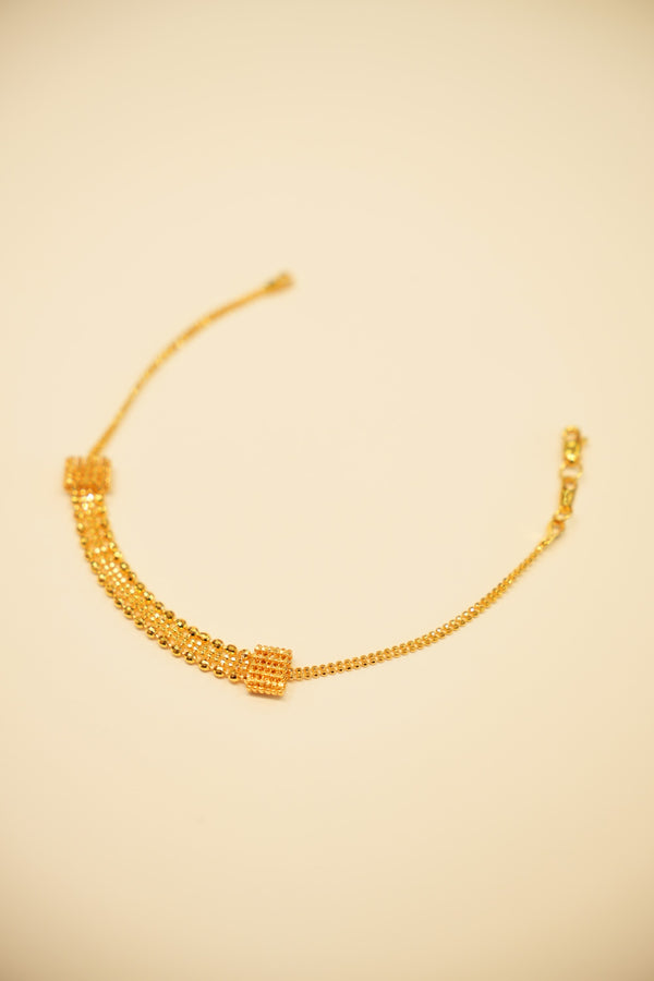 22K Gold Tapered Bead Mesh Bracelet