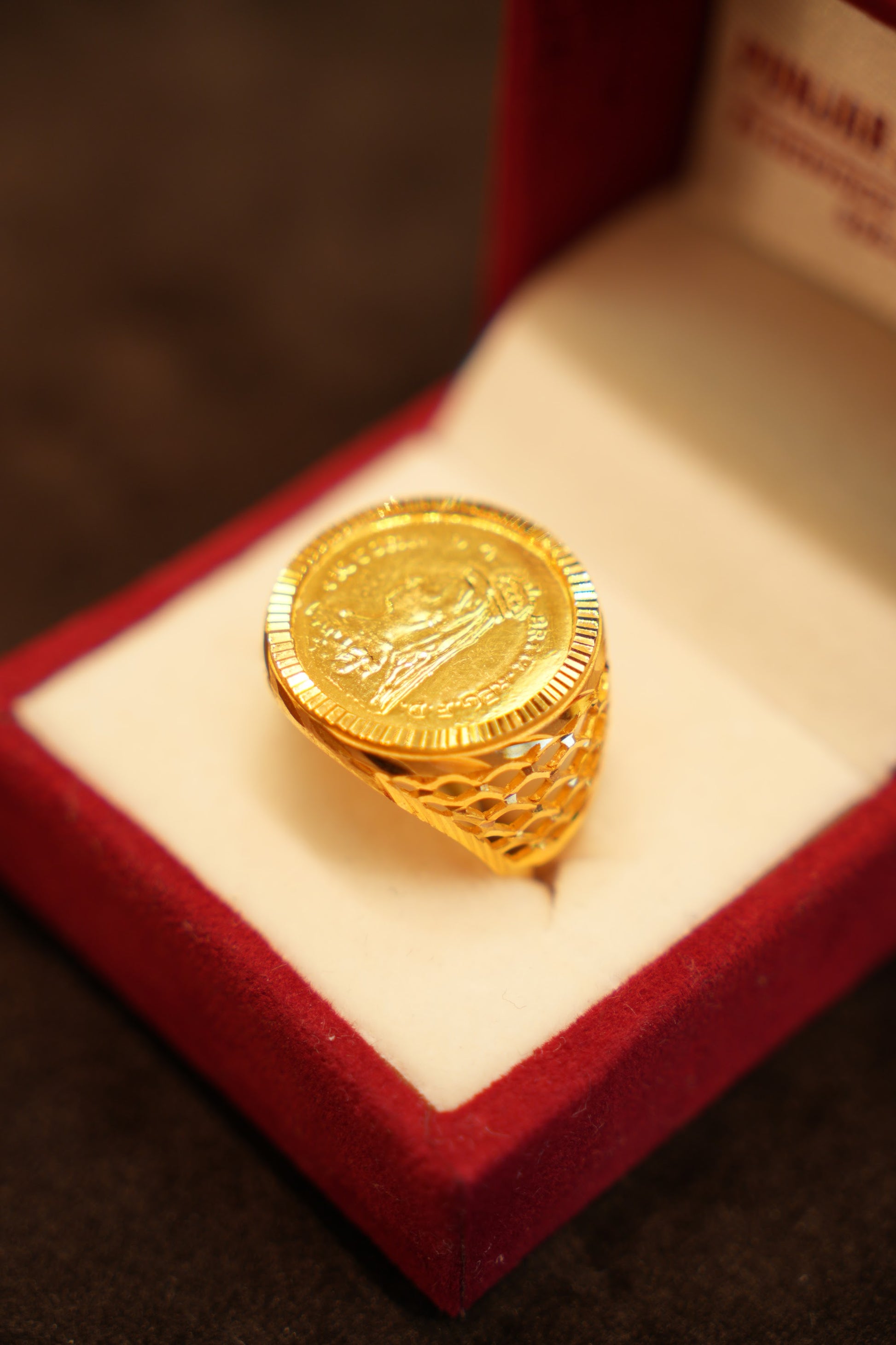 22K Gold Coin-Style Ring