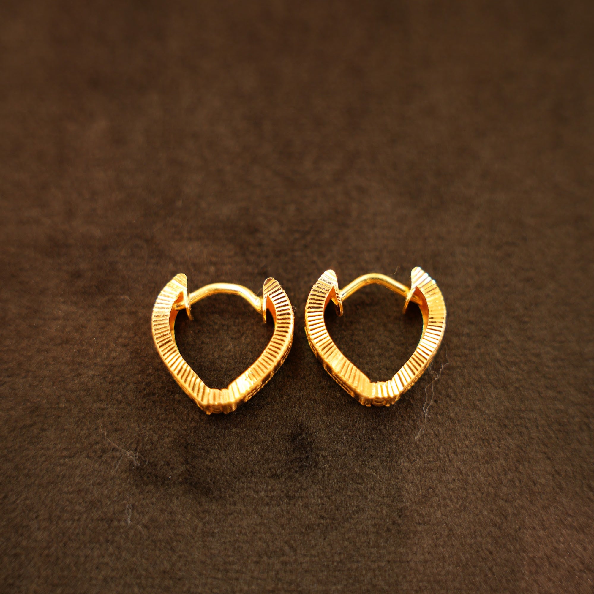 22K Gold Wide Heart Hoop Earrings