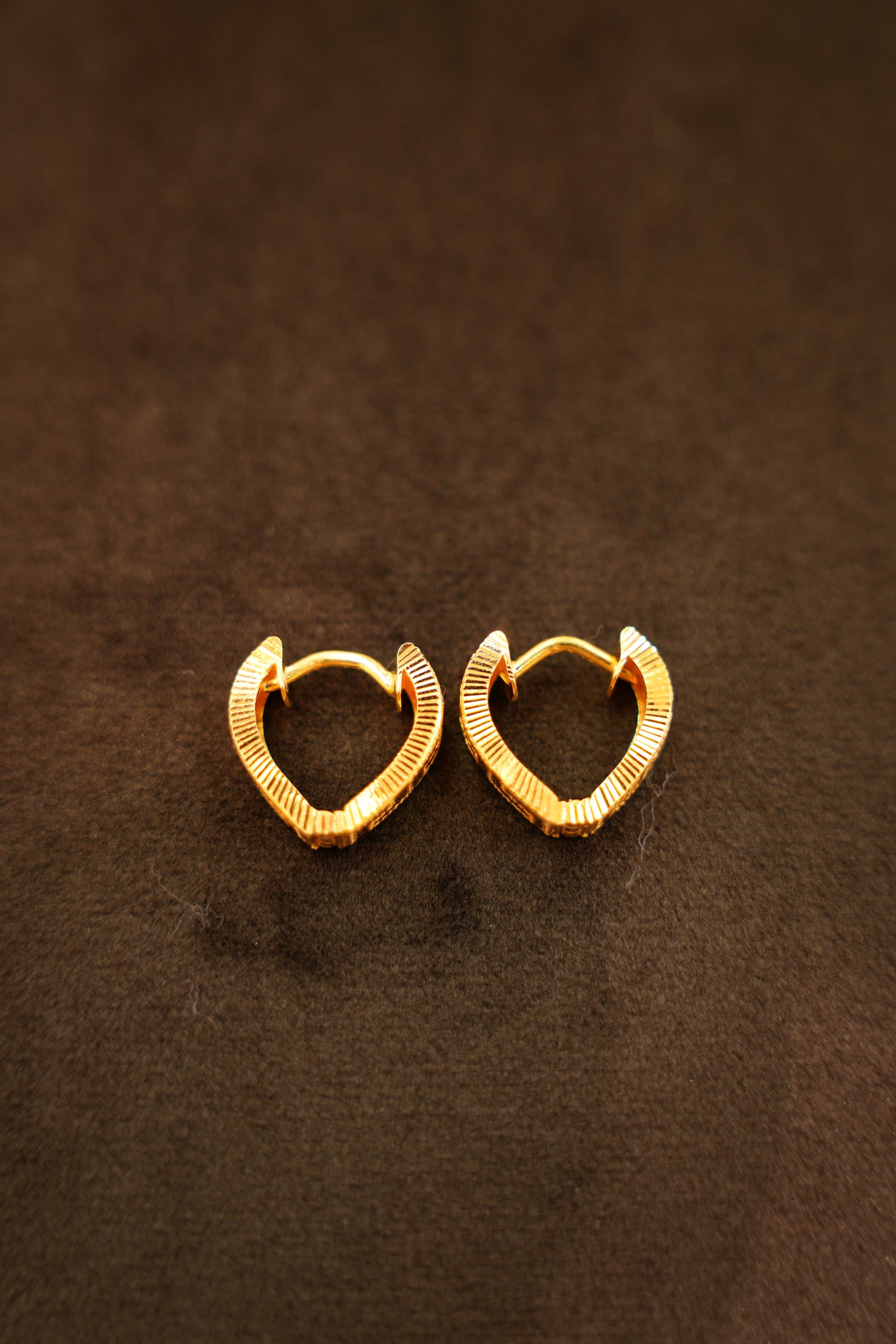 22K Gold Wide Heart Hoop Earrings