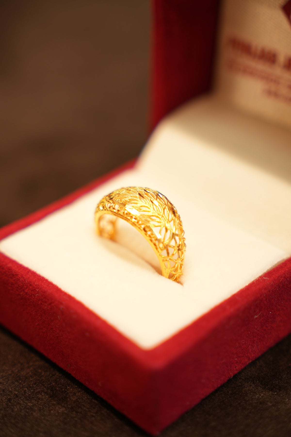 22K Gold Fern Lattice Dome Ring