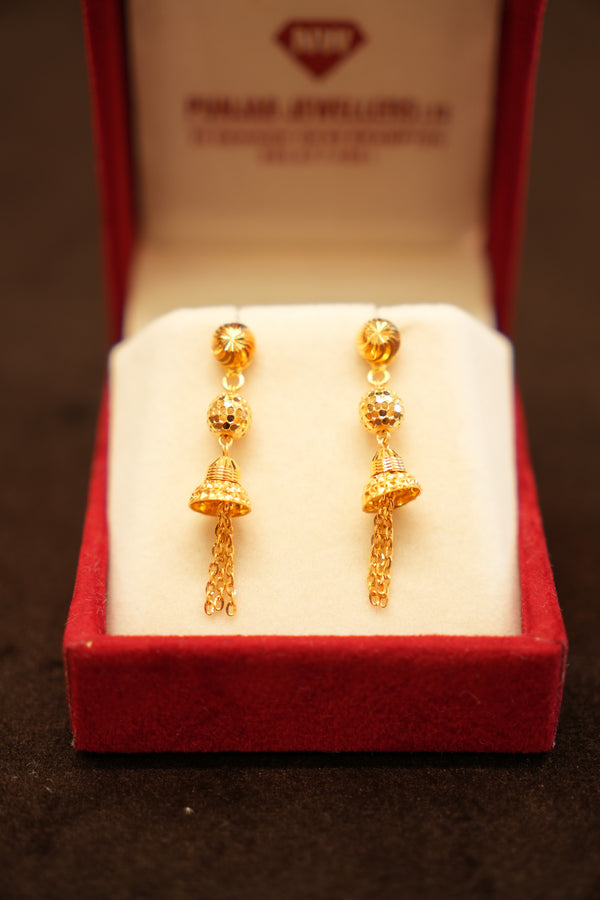 22K Gold Fringe Tassel Multi-Bead Stud Earrings