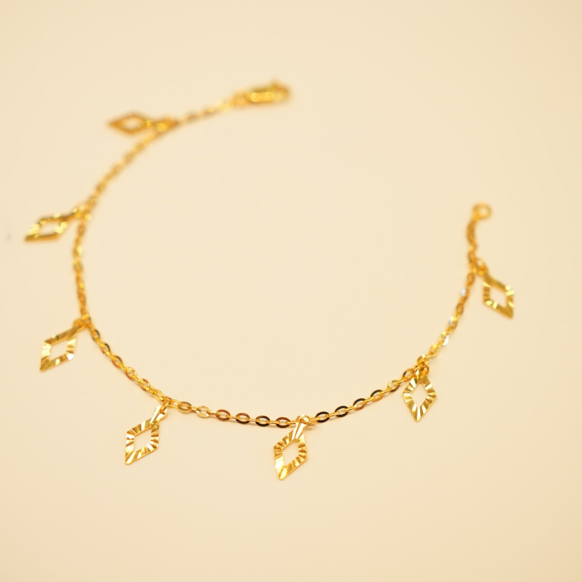 22K Gold Diamond Charm Bracelet