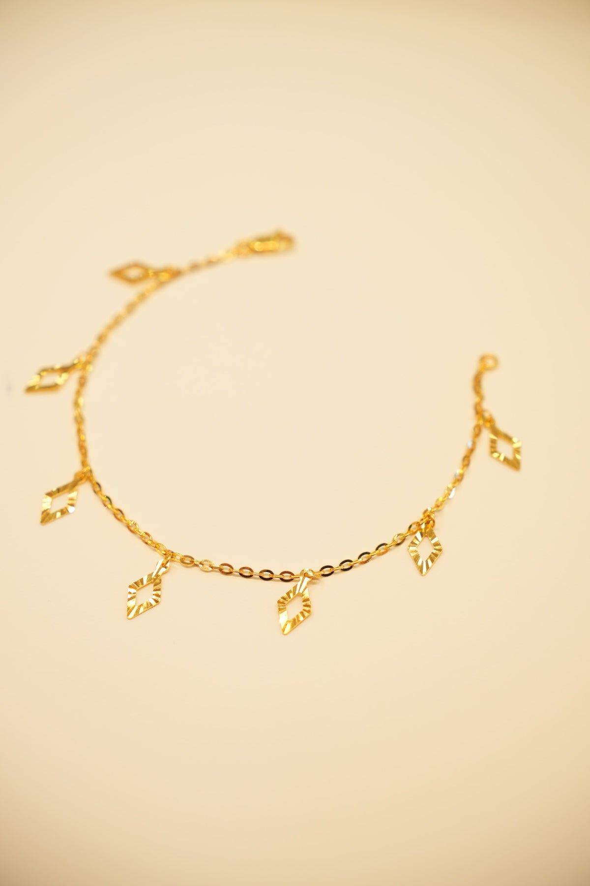 22K Gold Diamond Charm Bracelet