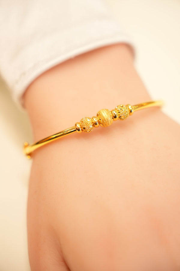 22K Gold Granulated Bead Bangle Bracelet
