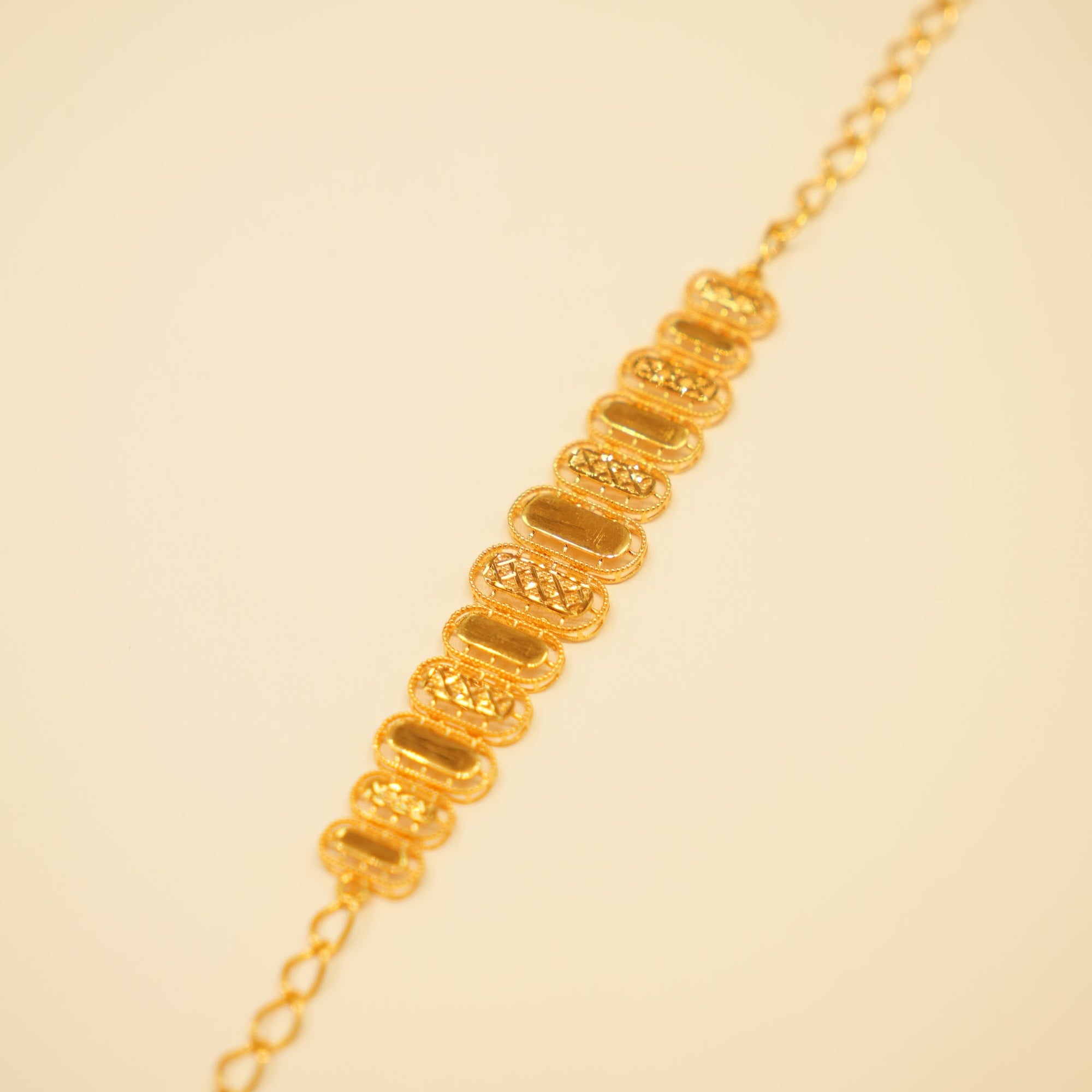 22K Gold Woven Bar Panel Bracelet