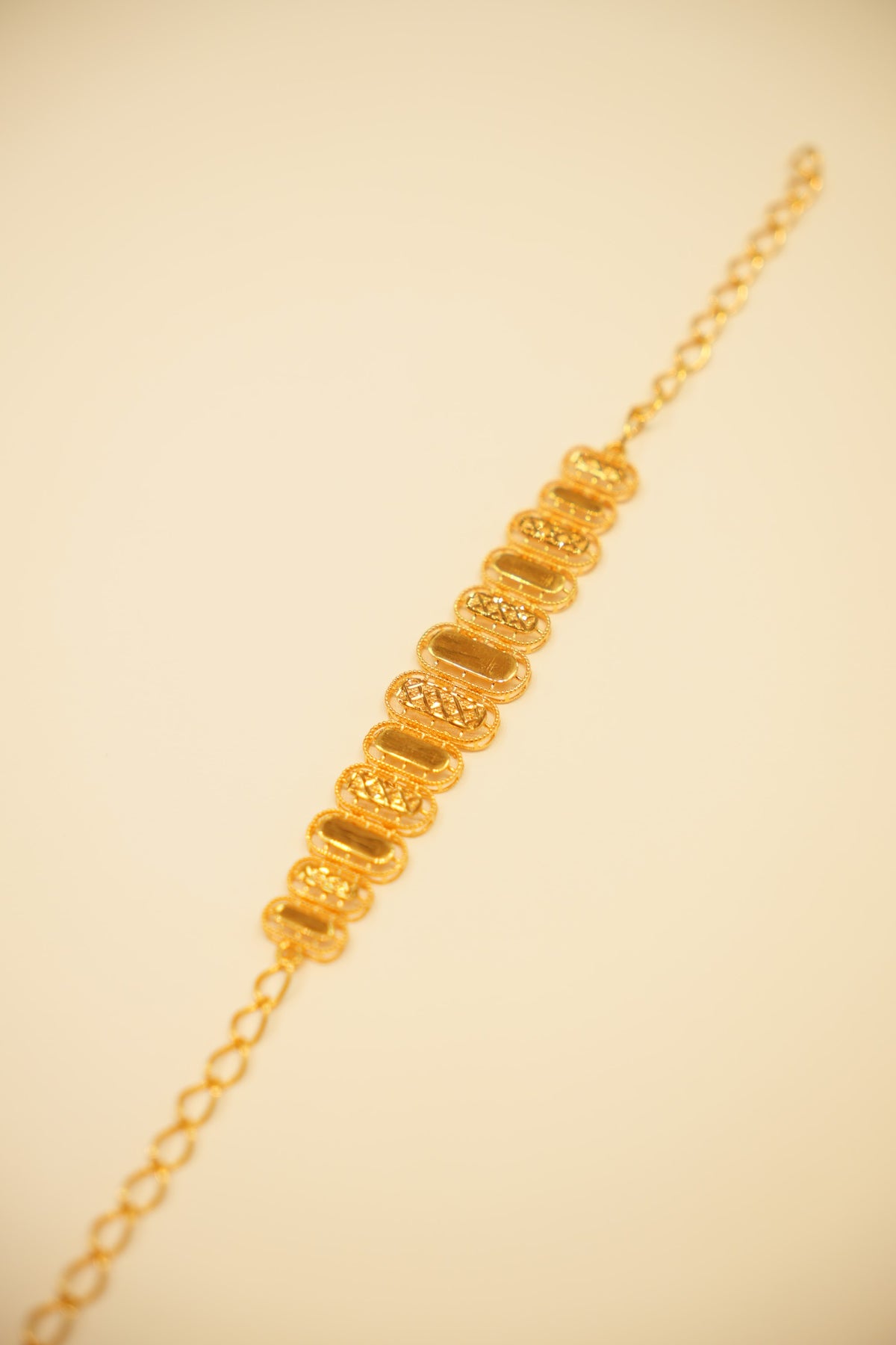 22K Gold Woven Bar Panel Bracelet