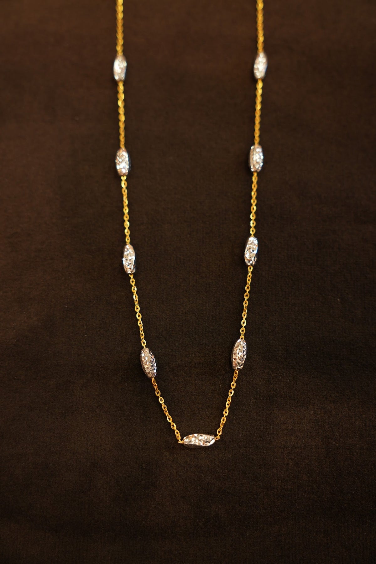 22K Gold Two-Tone Bead Station Chain