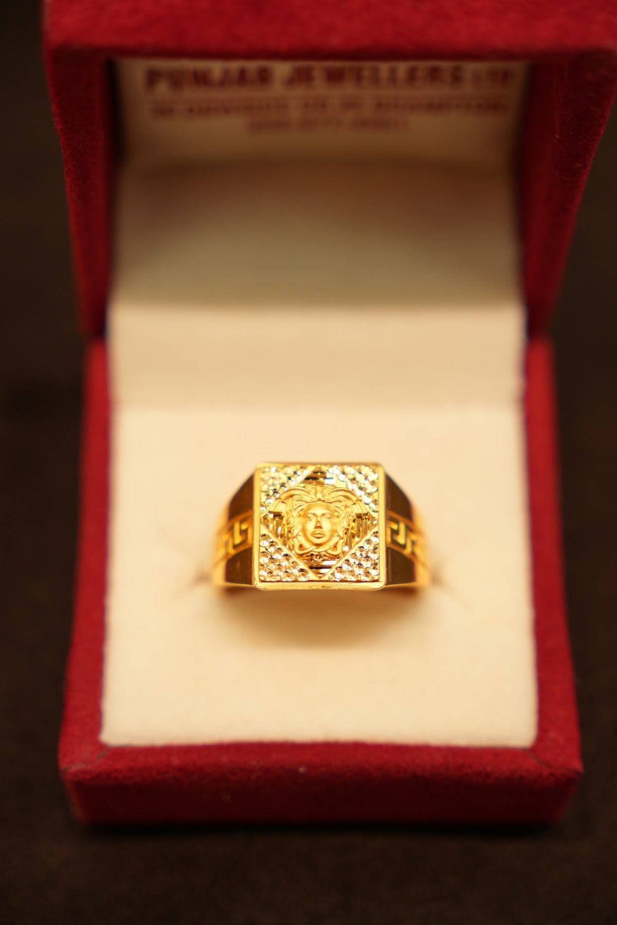 22K Gold Pavé Medallion Portrait Ring