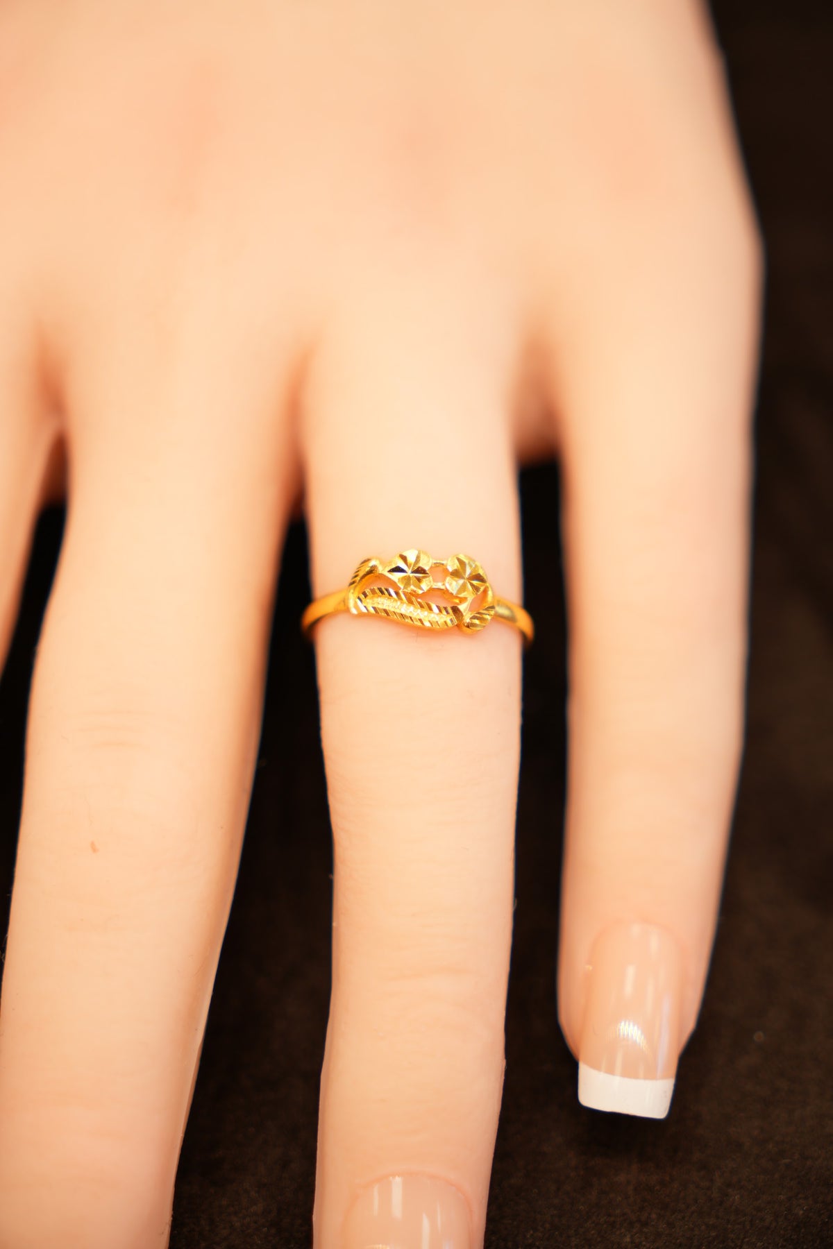 22K Gold Star-Cut Trio Ring