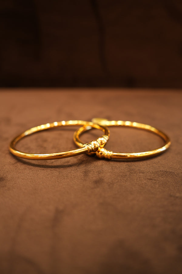 22K Gold Thin Wire Ball-Accent Bangles