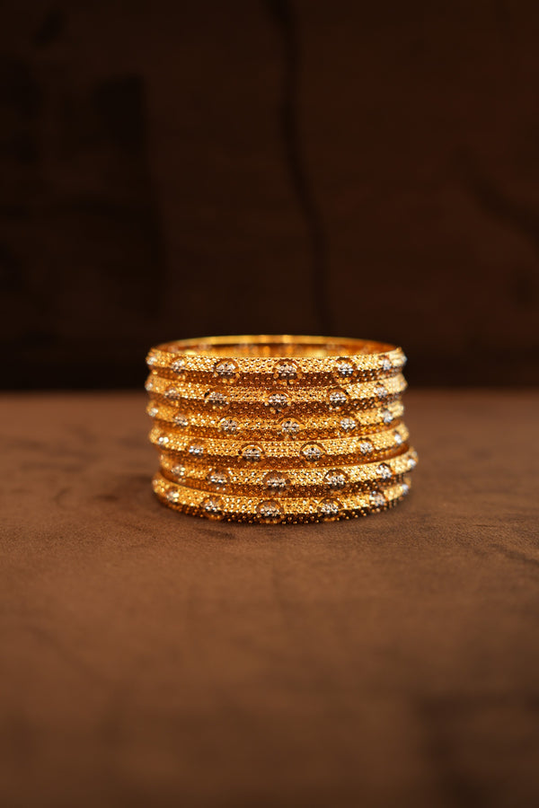 22K Gold Pavé Dot Sparkle Bangles Set