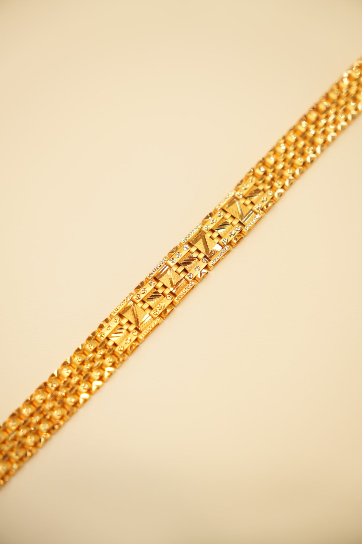 22K Gold Woven Panel Link Bracelet