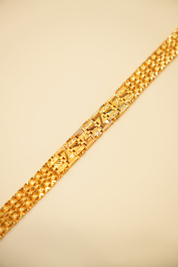 22K Gold Woven Panel Link Bracelet