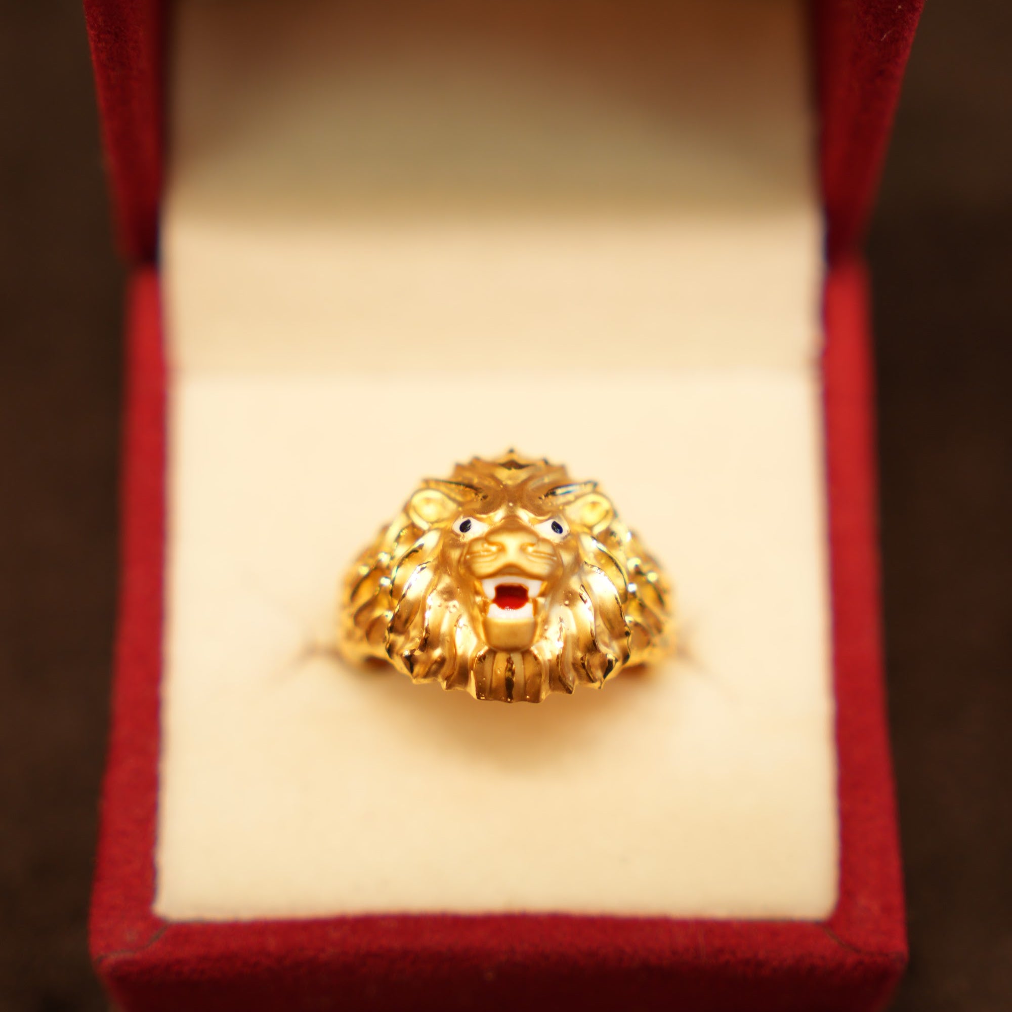 22K Gold Lion Head Ring