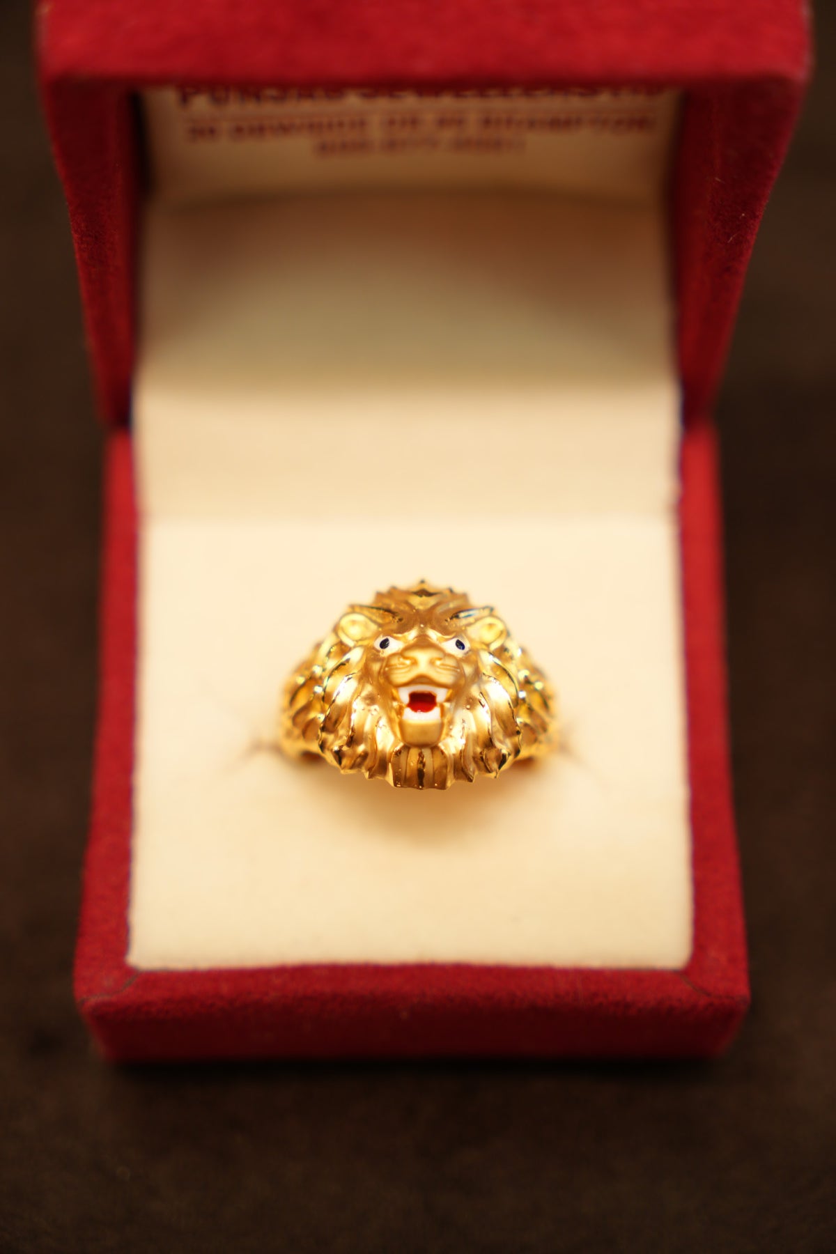 22K Gold Lion Head Ring
