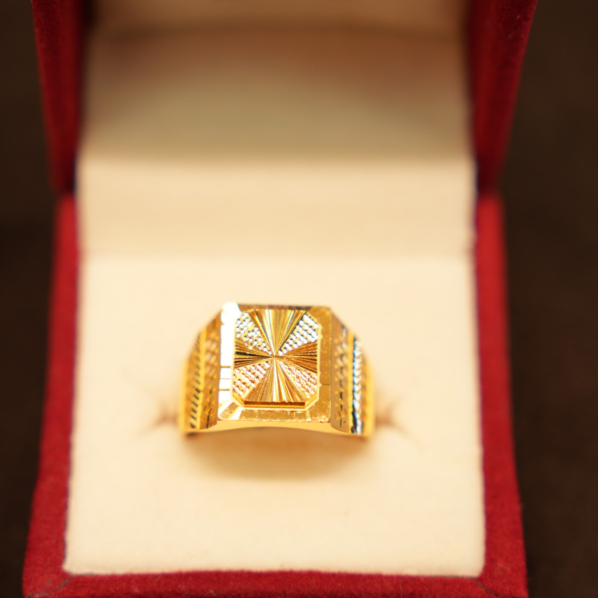 22K Gold Octagon Sunburst Ring