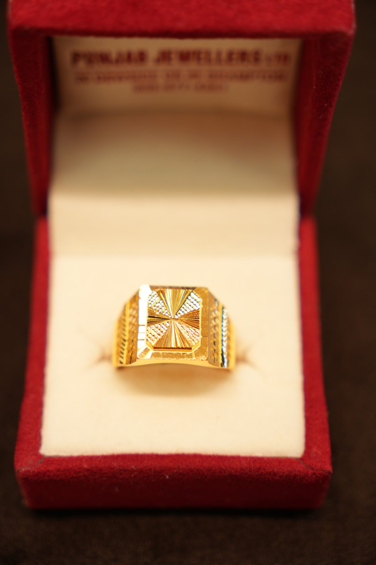 22K Gold Octagon Sunburst Ring