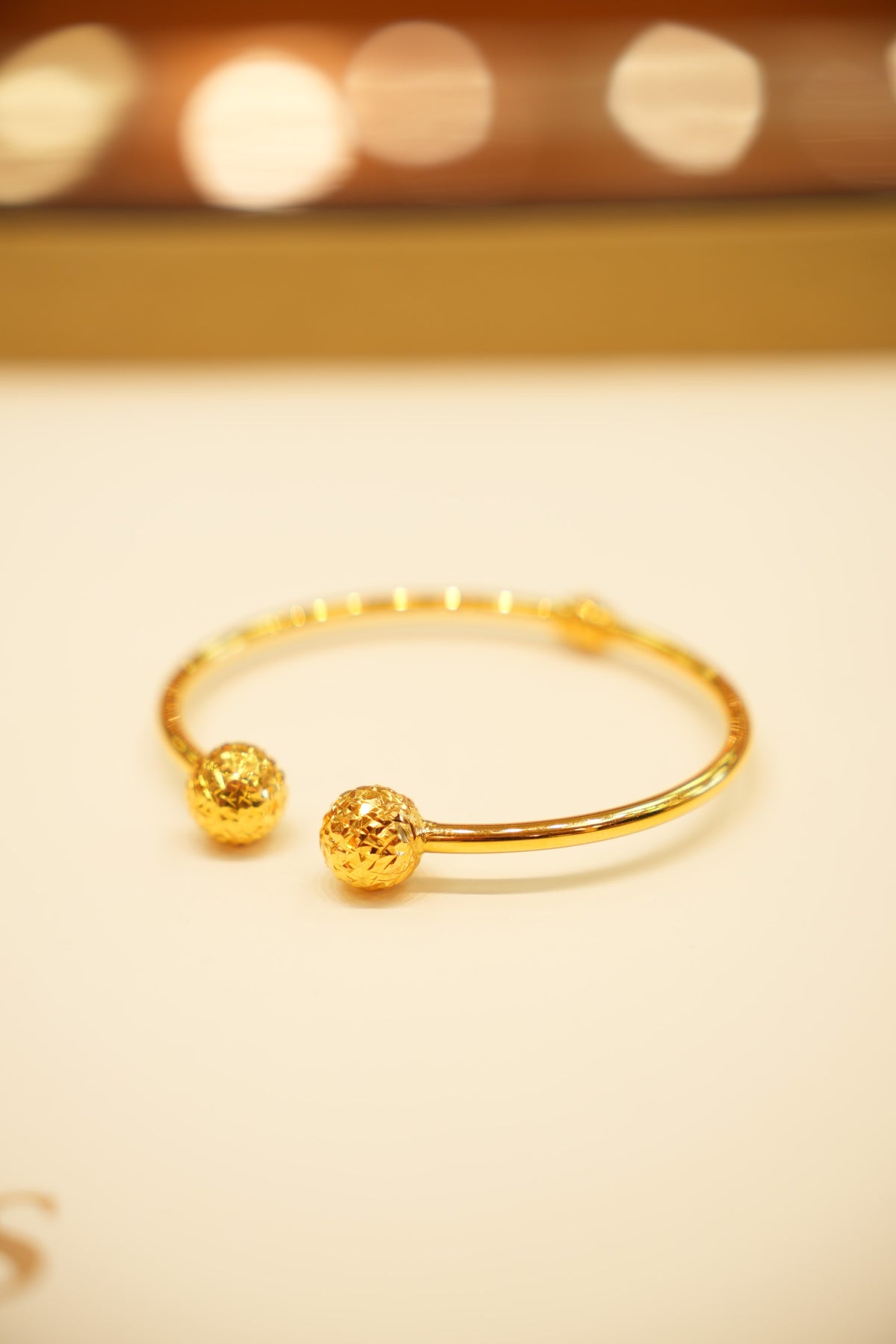 22K Gold Ball-Tip Cuff Bracelet