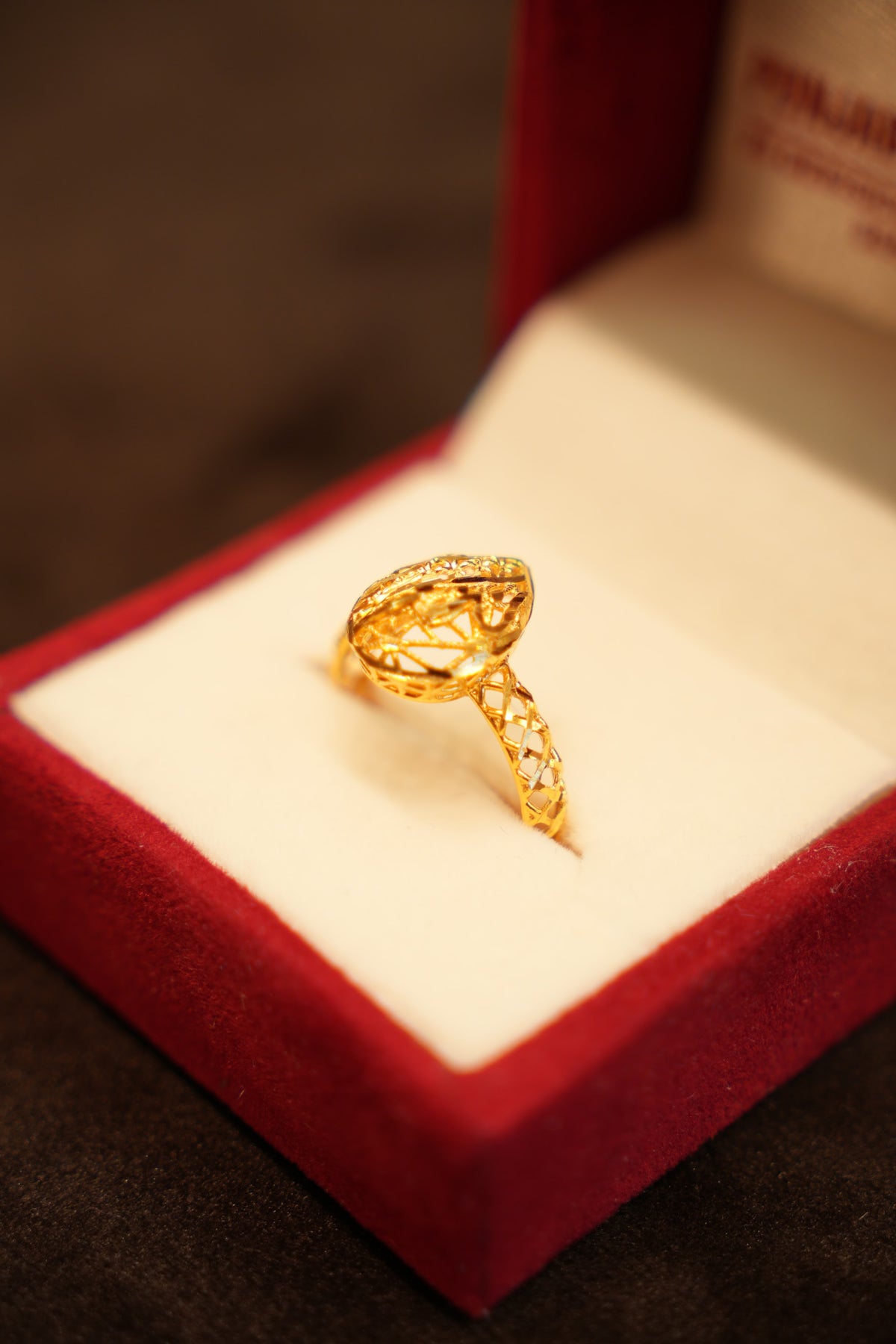 22K Gold Domed Lattice Ring
