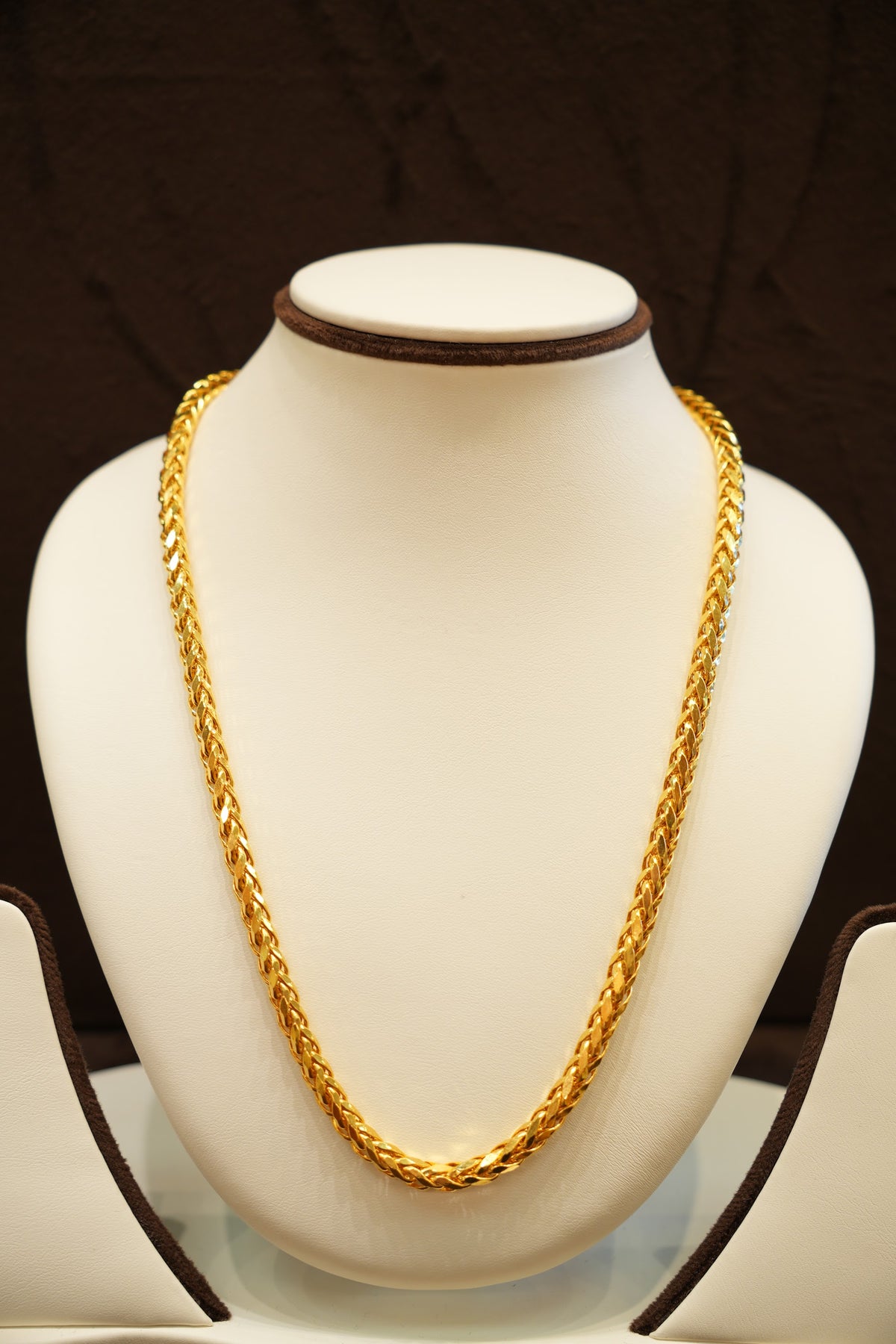 22K Gold Round Wheat Chain