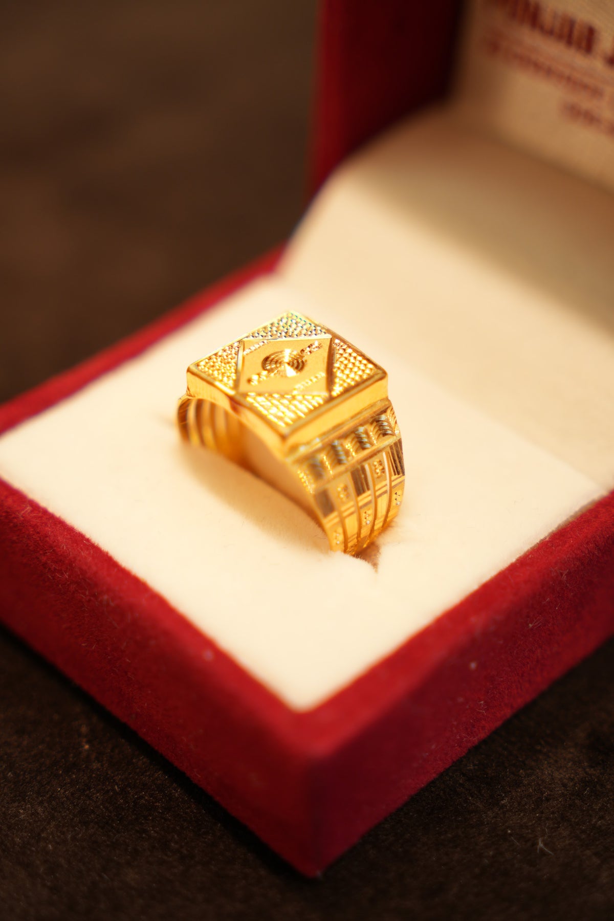 22K Gold Diamond-Frame Signet Ring