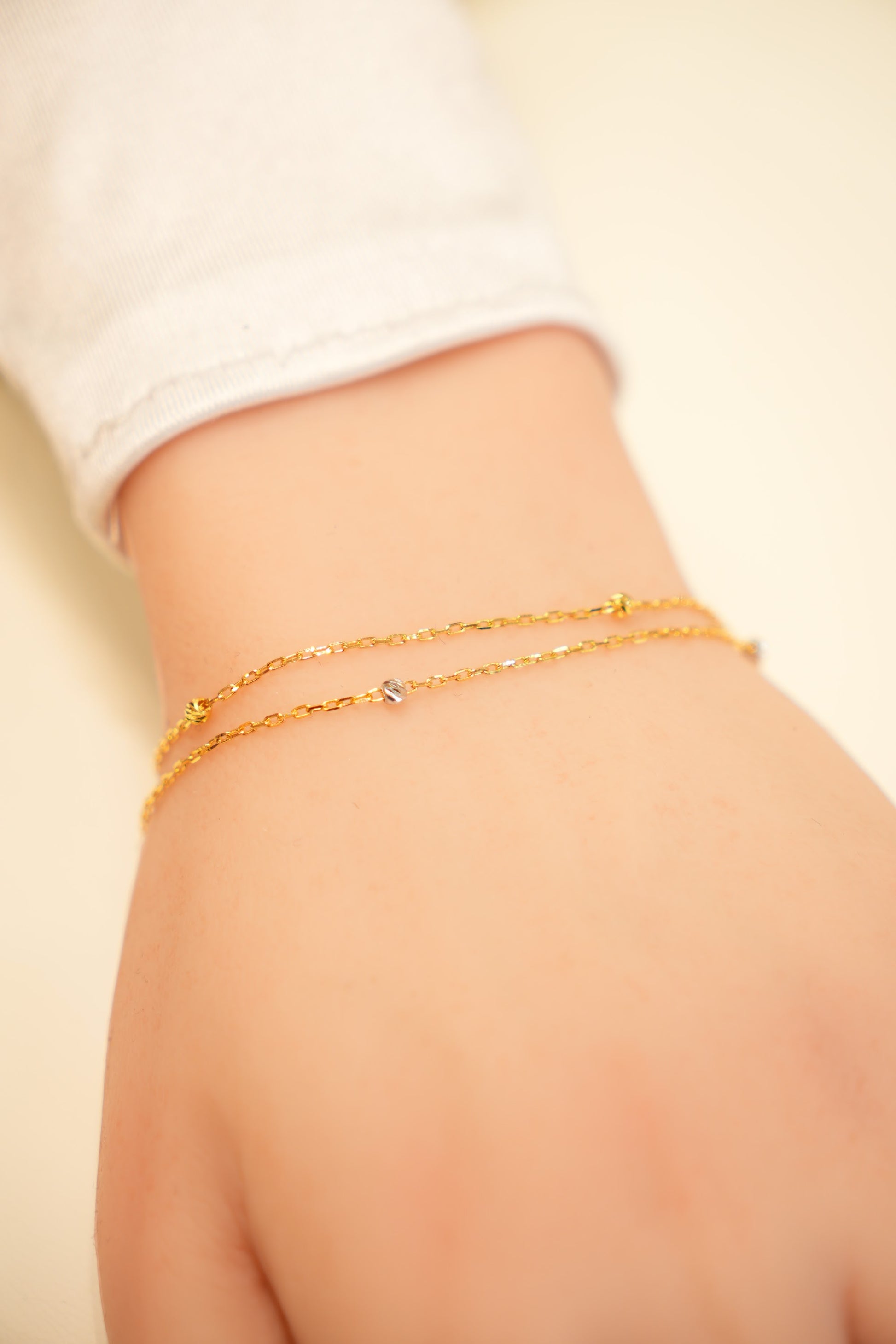 22K Gold Double Strand Bead Bracelet