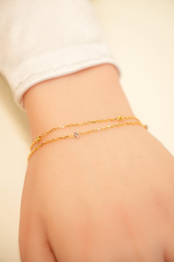 22K Gold Double Strand Bead Bracelet
