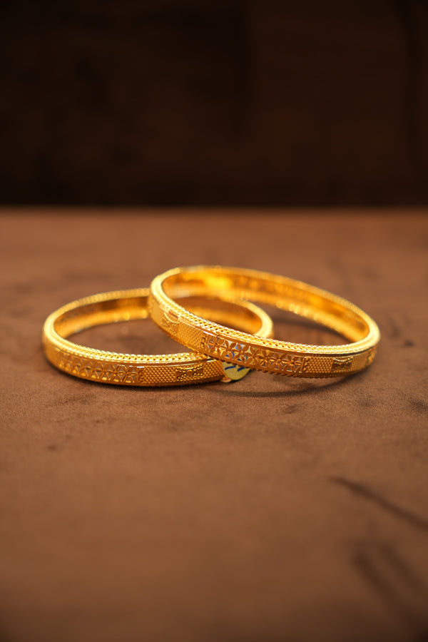 22K Gold Star-Cut Diamond Bangles