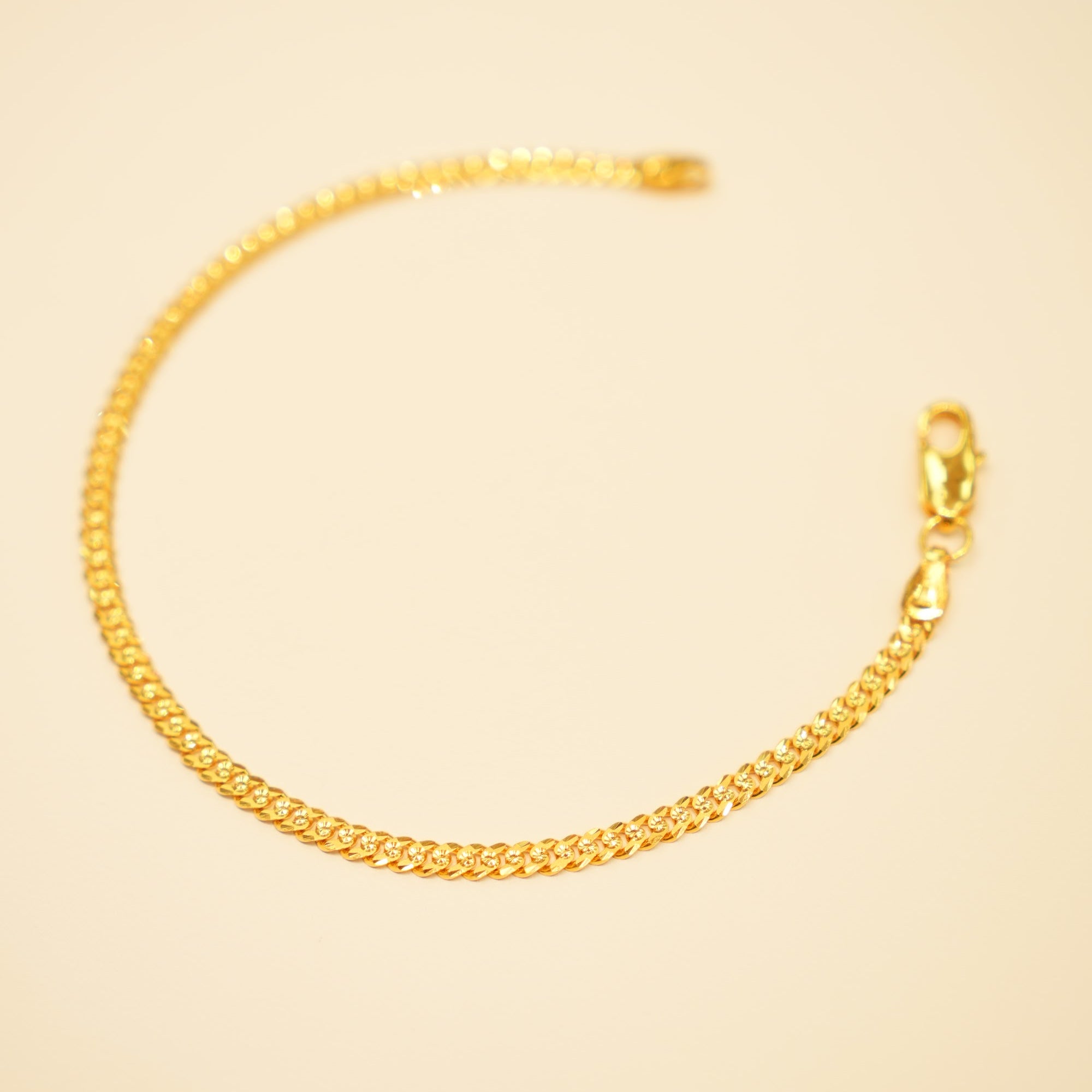 22K Gold Slim Curb Bracelet
