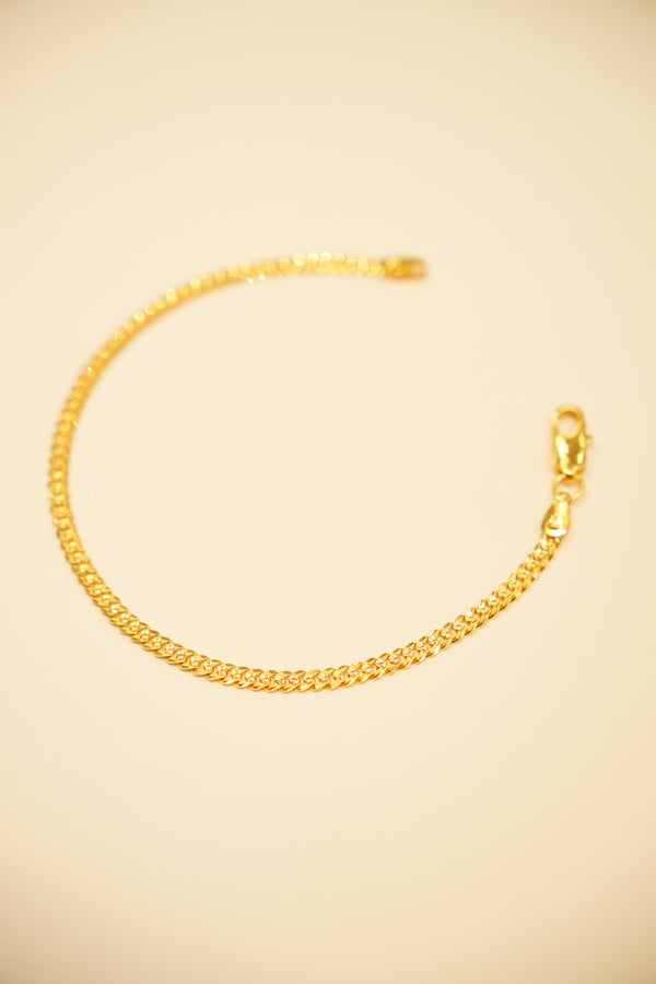 22K Gold Slim Curb Bracelet